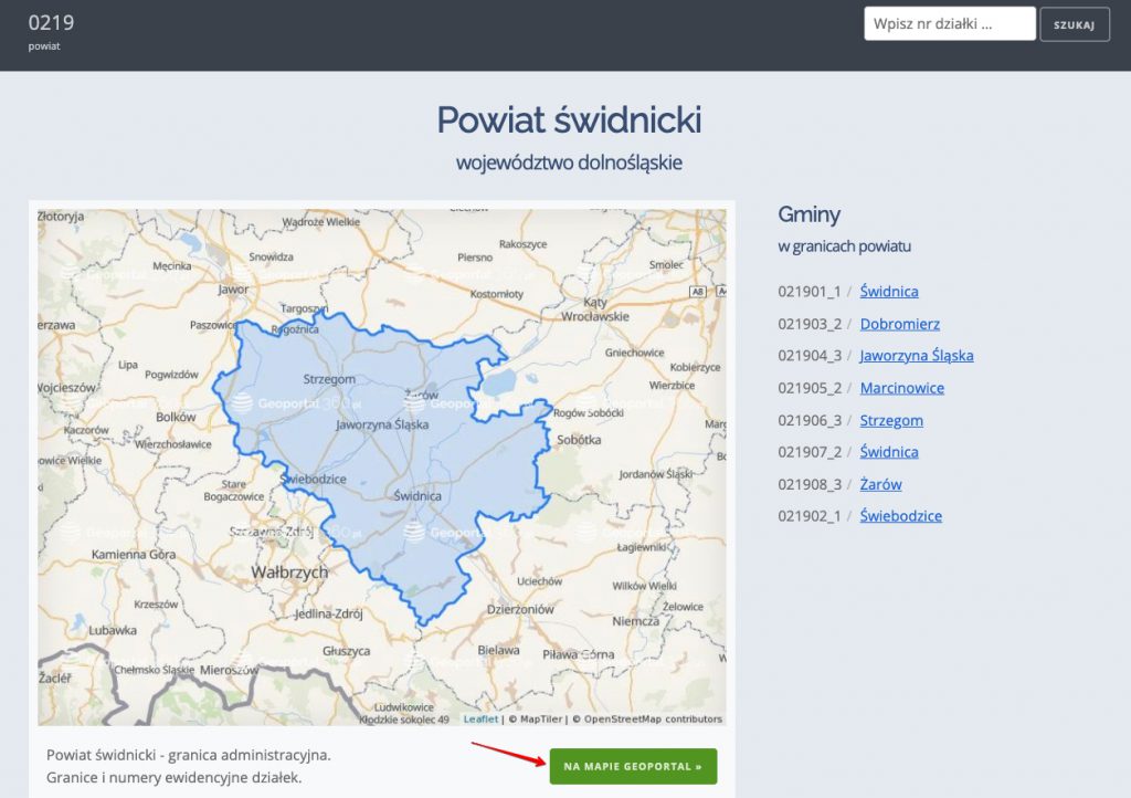 Obręb ewidencyjny na mapie Polski - Geoportal360.pl