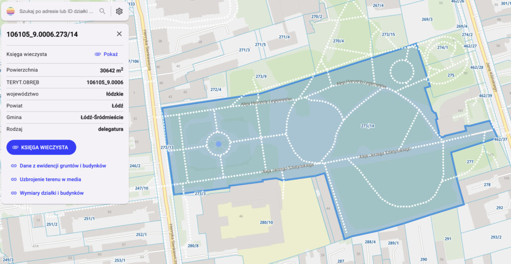 Geoportal360.pl - mapa z numerami działek